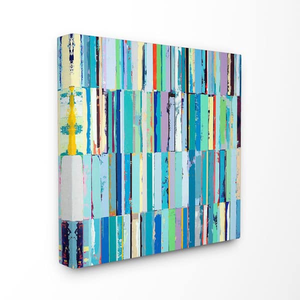Stupell Industries 24 in. x 24 in. "Abstract Painting Textural Blue Rectangles " by Artist Adam Collier Noel Canvas Wall Art