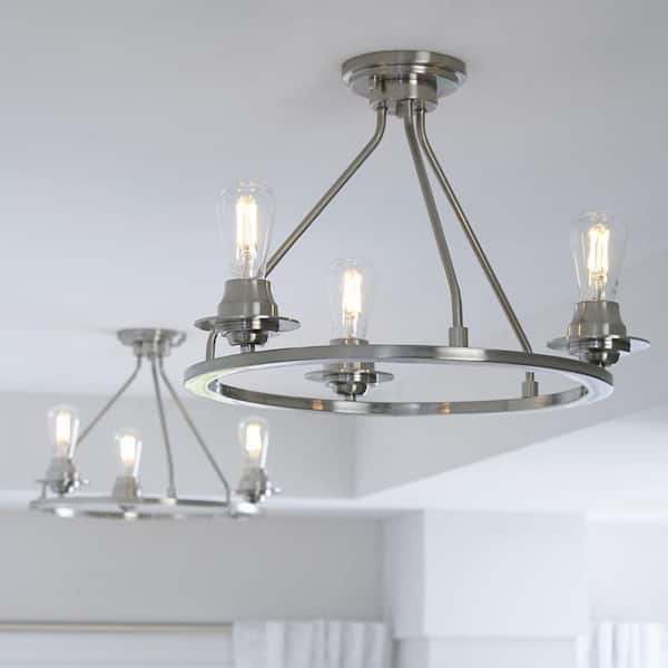 Progress Lighting Debut Collection 3-Light Brushed Nickel Semi-Flush Mount