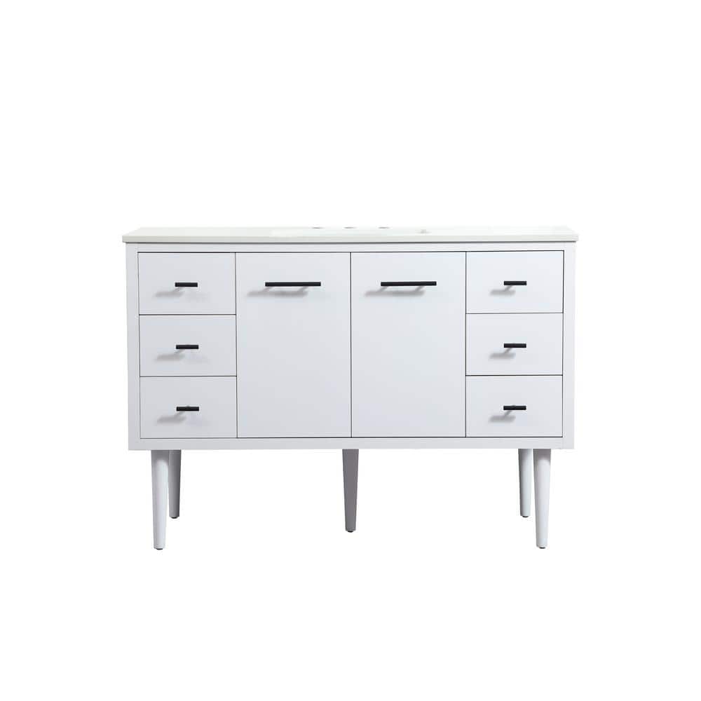 Simply Living 48 in. W x 22 in. D x 33.5 in. H Bath Vanity in White with Iv
