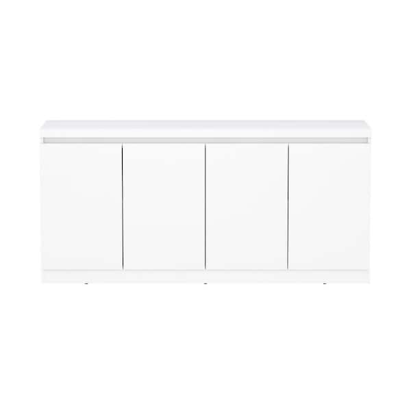 Griffin Modern White Composite Wood 62.4 in. Sideboard with 6 Fixed Shelves