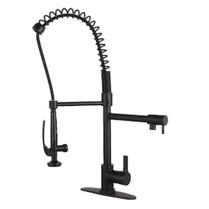 Single-Handle Pre-Rinse Spray Utility Pull-Down Sprayer Kitchen Faucet in Matte Black