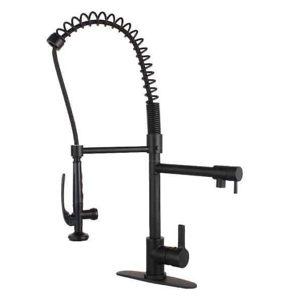 Kingston Brass Single-Handle Pre-Rinse Spray Utility Pull-Down Sprayer Kitchen Faucet in Matte Black