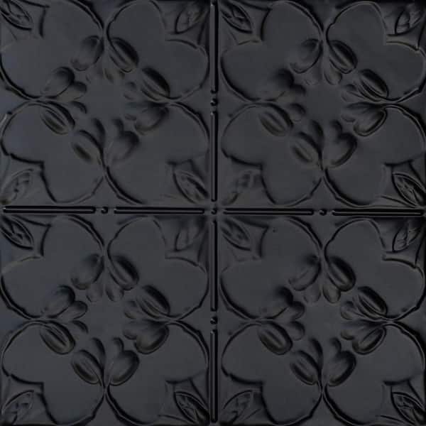 Lilac Satin Black 2 ft. x 2 ft. Decorative Lay-in Tin Ceiling Tile (24 sq. ft./case)