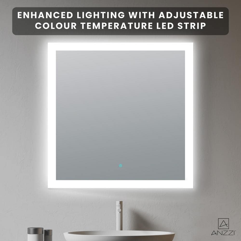 Neptune 39" x 32" Frameless LED Vanity Bathroom Mirror with Defogger