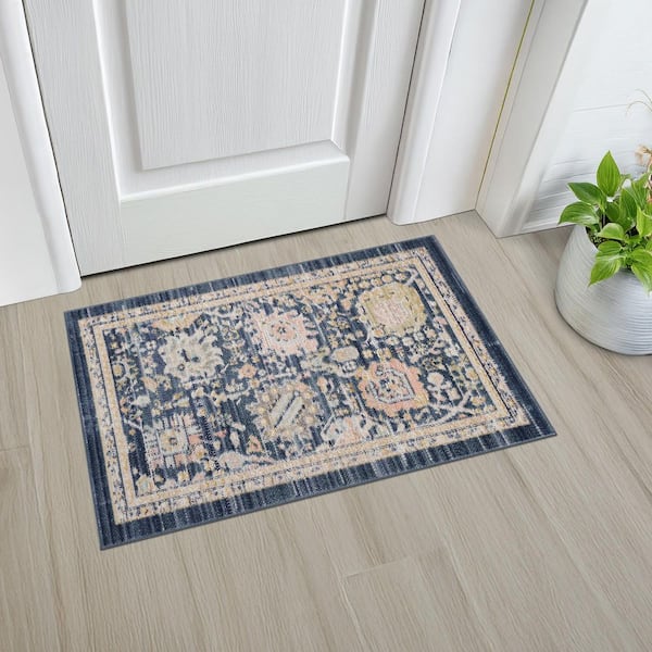 Crestwood Navy 2 ft. x 3 ft. Oriental Indoor Area Rug