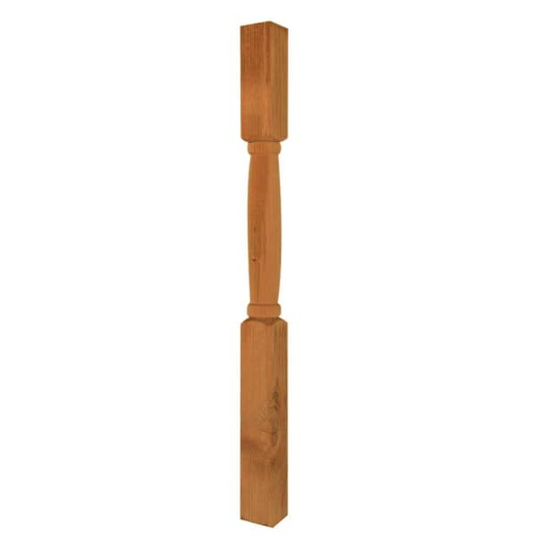 Unbranded 4 in. x 4 in. x 4-1/2 ft. Turned Finial Ready White Fir Cedar-Tone Pressure-Treated Deck Post