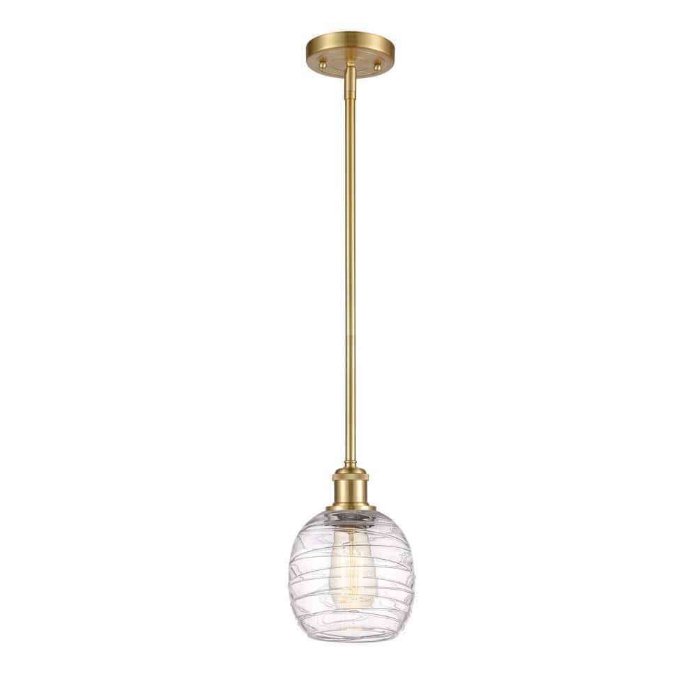 Satin Gold Mini Drum Glass Pendant Light