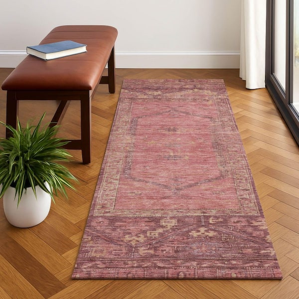 Mayfield Premium Machine Washable Abstract AMF1727 Blush 2 ft. 3 in. x 7 ft. 6 in. Runner Rug