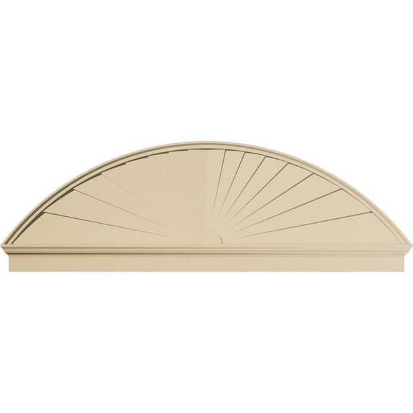 86-in W x 28-3/8-in H x 2-3/4-in P Segment Arch Sunburst Signature Urethane Combination Pediment, Primed Tan