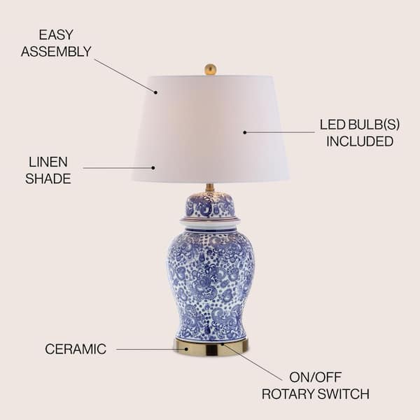 JONATHAN Y Ellis 29.5 in. H Ceramic Table Lamp, Blue/White JYL3008A - The  Home Depot