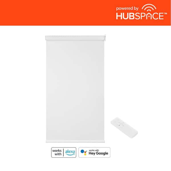 White Cordless Blackout Polyester Fabric Smart Roller Shade 36.25 in. x 72 in. Powered by Hubspace (No Gateway)