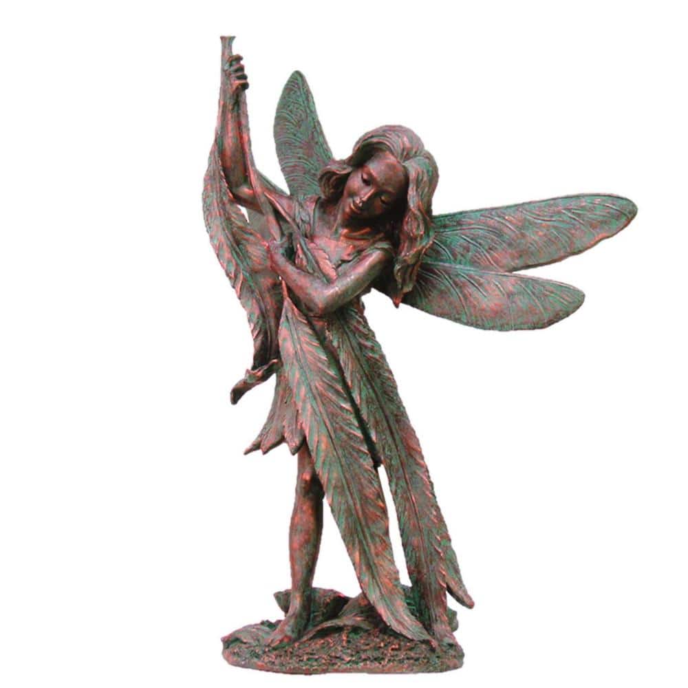 Bronze Patina Resin Fairy Garden Statue with Wings