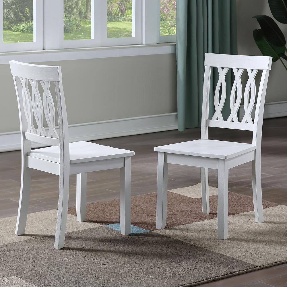 Naples White Wood High Back Side Chair Set