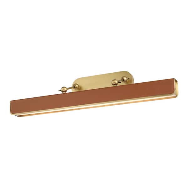 Valise Picture 32 in. 1 Light 32-Watt Vintage Brass/Cognac Leather Integrated LED Picture Light
