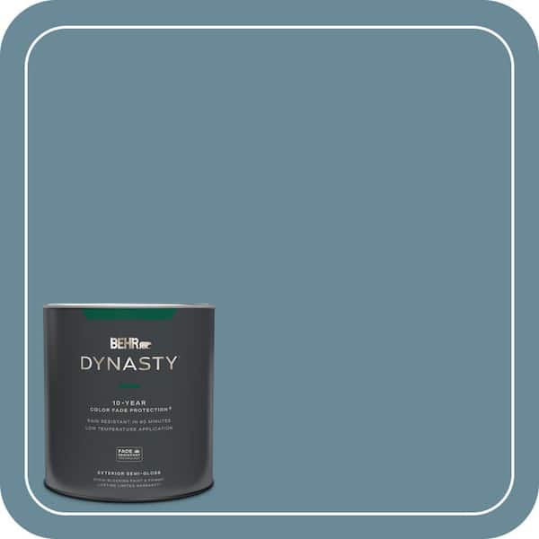 BEHR DYNASTY 1 qt. #BIC-22 Relaxed Blue Semi-Gloss Enamel Exterior Stain-Blocking Paint & Primer