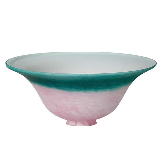Pate-de-verre 4 in Blue & Pink Colorful Glass Bell Universal Shade with no fitter