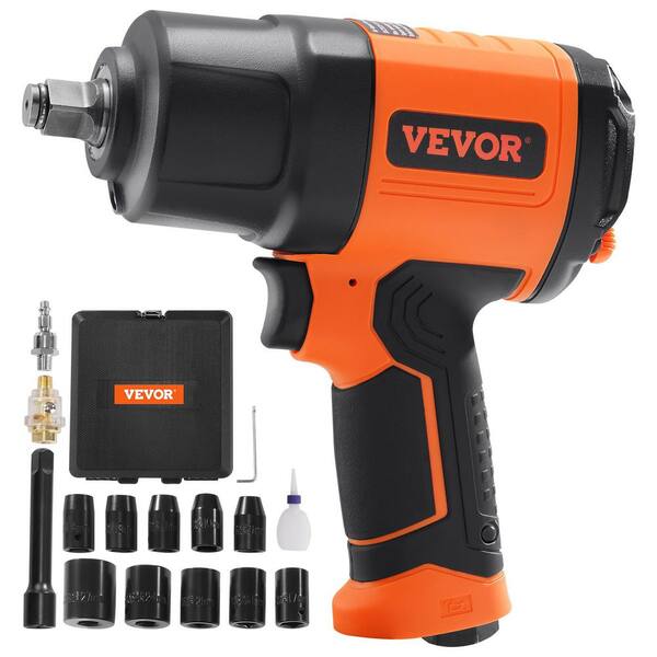 1/2 in. Air Impact Wrench High Torque Up to 1400 ft.-lbs. Lightweight Design Pneumatic Impact Gun with Carrying Case