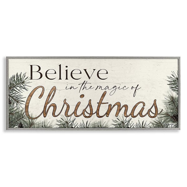 Stupell Industries Magic Of Christmas Phrase by Susie Boyer 1-Piece Framed Graphic Print Typography Poster Art Print 30 in. x 13 in.