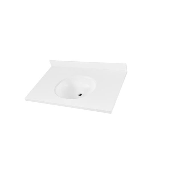 Corian 25 in. W Single Basin Vanity Top in Glacier White with Glacier White Basin