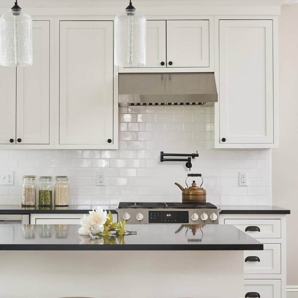 Matte Black Brass Wall Mount Pot Filler Faucet