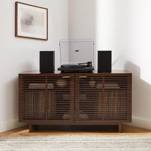 CROSLEY FURNITURE Cameron Brown Corner Vinyl Storage Record Player