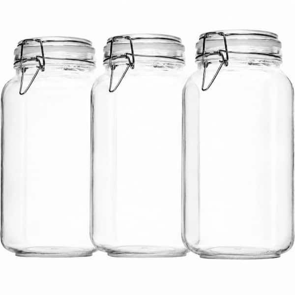 3 Pack Square 78 oz Borosilicate Glass Food Storage Jars with Airtight Clamp Lids Set