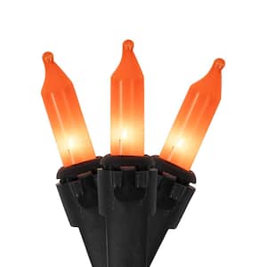 21.50 ft. Orange Mini Halloween String Light Set, Black Wire (100-Count)
