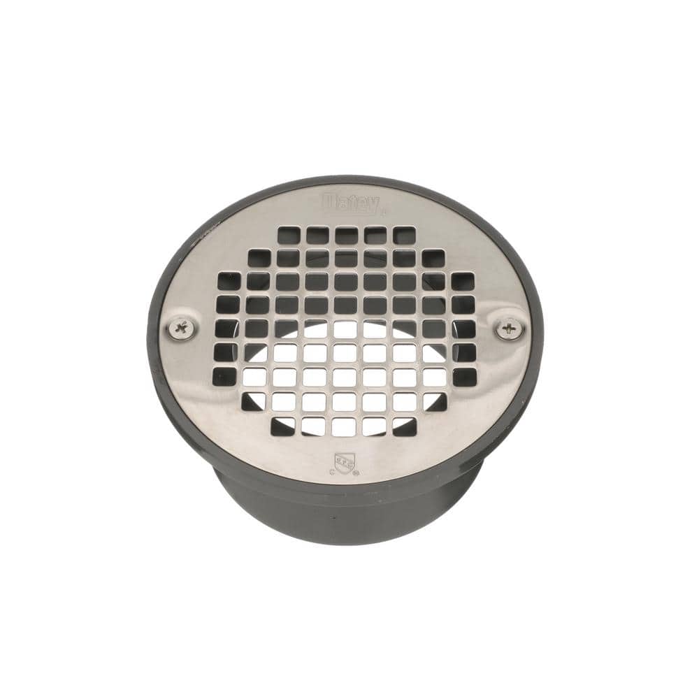 OATEY Round Gray PVC Shower Drain with 4 in. Round ScrewIn Stainless
