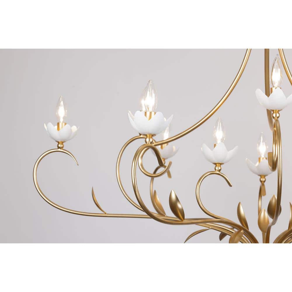 Muse 12-Light French Gold and White Cashmere Chandelier