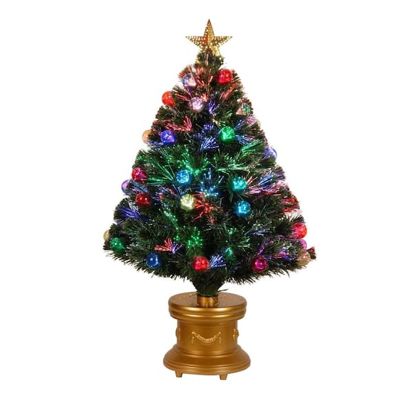 National Tree Company 48 in. Fiber Optic Fireworks Red, Green, Blue and Gold Fiber Inner Ornament Artificial Christmas Tree