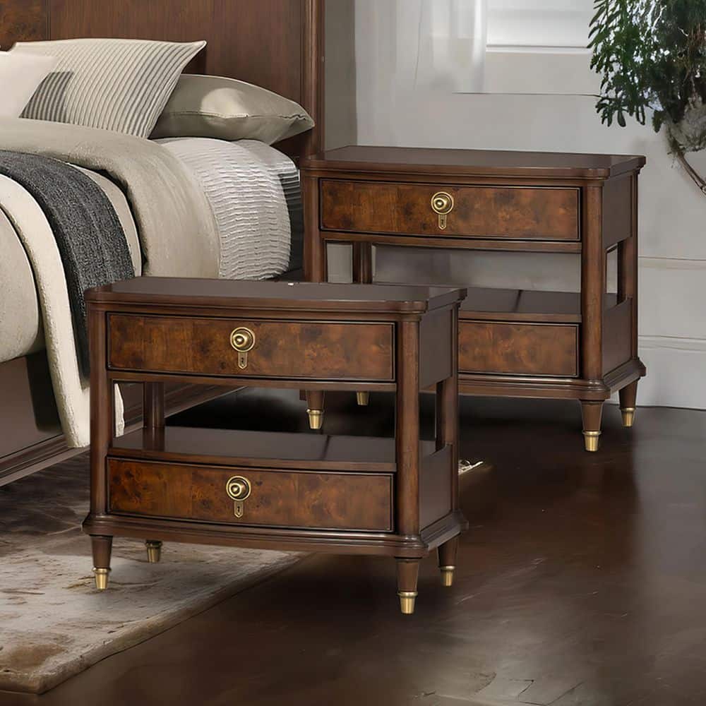 Whitney Dark Cherry 2-Drawer Nightstand with USB Ports and LED Light (Set of 2) price history on PriceWatchPro