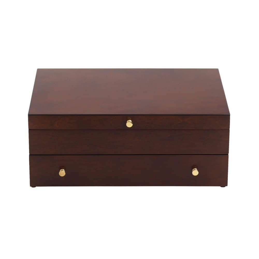 Lenox Mahogany Flatware Chest with Gold Accents