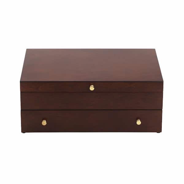 5.5 in. H x 11 in. W x 15 in. D Brown Mahogany Flatware Organizer