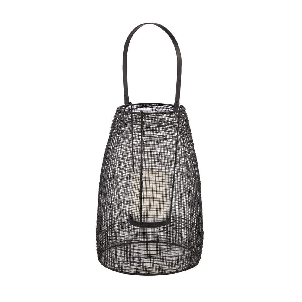 Litton Lane Black Metal Modern Candle Lantern