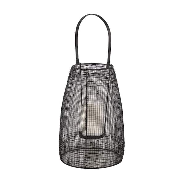 Glitzhome 9.75 in. H Black Metal Wire Solar Powered Outdoor