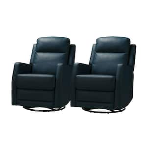 Prudencia Navy Rocker Recliner with Wingback (Set of 2)