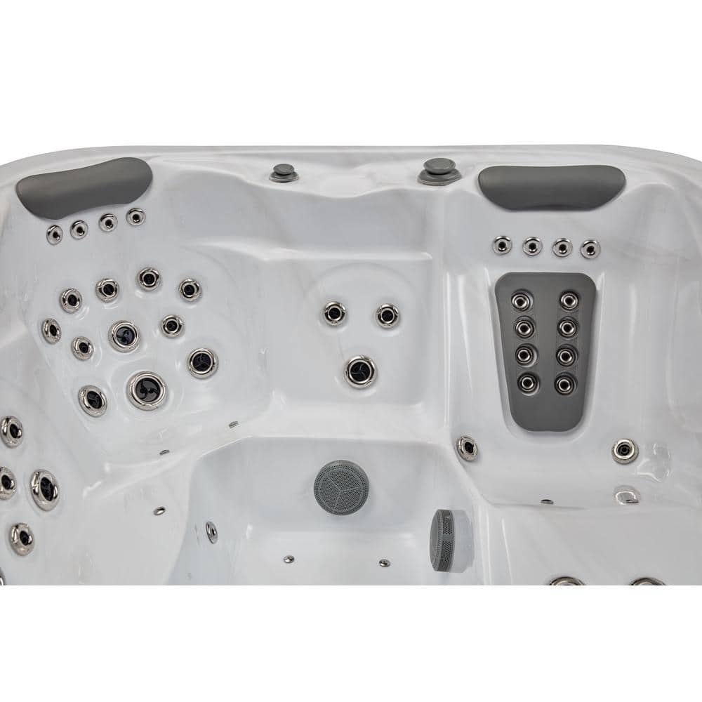 Danika 5-Person Gray Acrylic Rectangle Hot Tub with Jets and LED Lighting