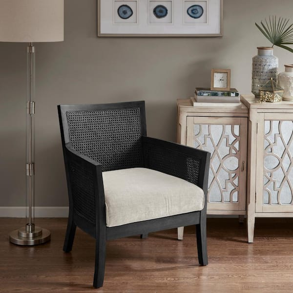 28 in. Blaine Black Fabric Arm Chair