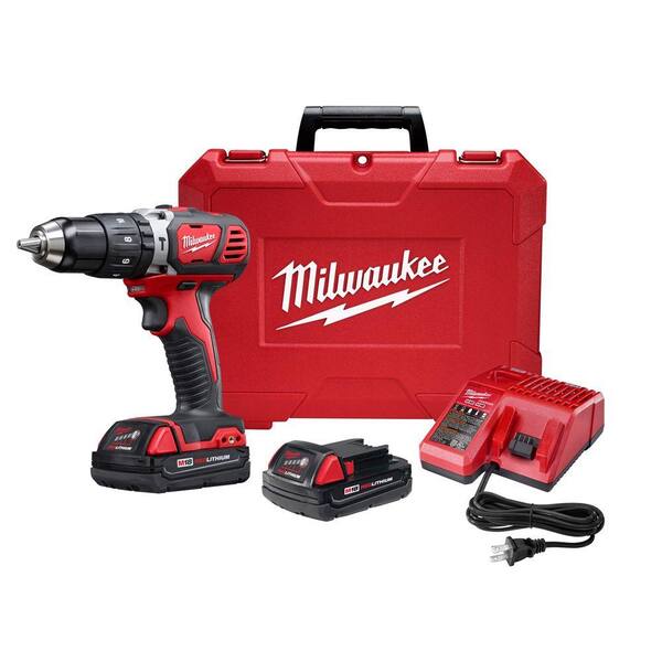 Milwaukee M18 Lithium-Ion Cordless 1/2 in. Hammer Drill Driver Kit with(2) 1.5Ah Batteries, Charger and Hard Case