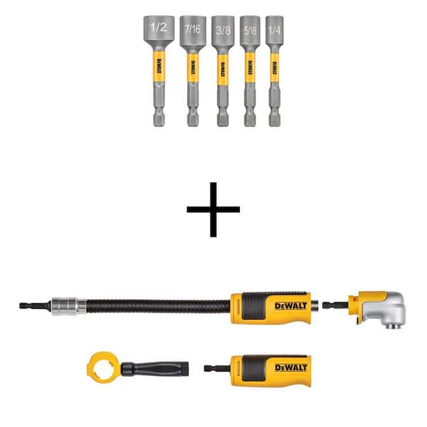 DEWALT MAX IMPACT Steel Nut Driving Set with Modular Right Angle Attachment Set (5-Piece)