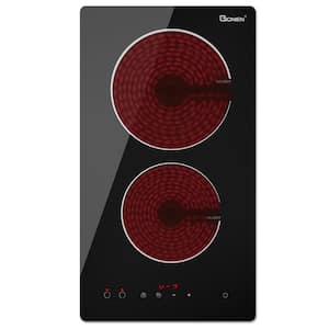 GT 12 in. 2 Elements Radiant Electric Cooktop in Black, with Hard Wire, 3000-Watt