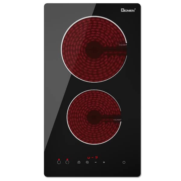 JEREMY CASS GT 12 in. 2 Elements Radiant Electric Cooktop in Black, with Hard Wire, 3000-Watt