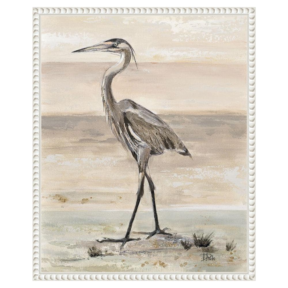 Beaded White Framed Egret Canvas Wall Art 16 x 20-in