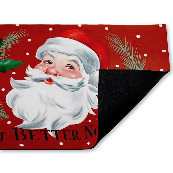 Better Not Pout Vintage Santa Red 18 in. x 30 in. Polyester Non-Slip Outdoor Door Mat