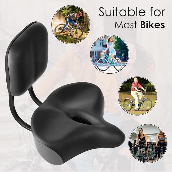Oversized Universal Bike Seat with Backrest, 11.8 in. W x 13 in. L Bicycle Tricycle Saddle Seat with Back Support