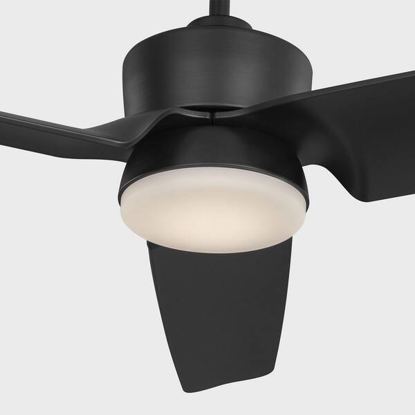 Generation Lighting - Fan Colgin 56 in. Midnight Black Modern Downrod Mount Standard Ceiling Fan with Integrated LED Light Kit and Remote