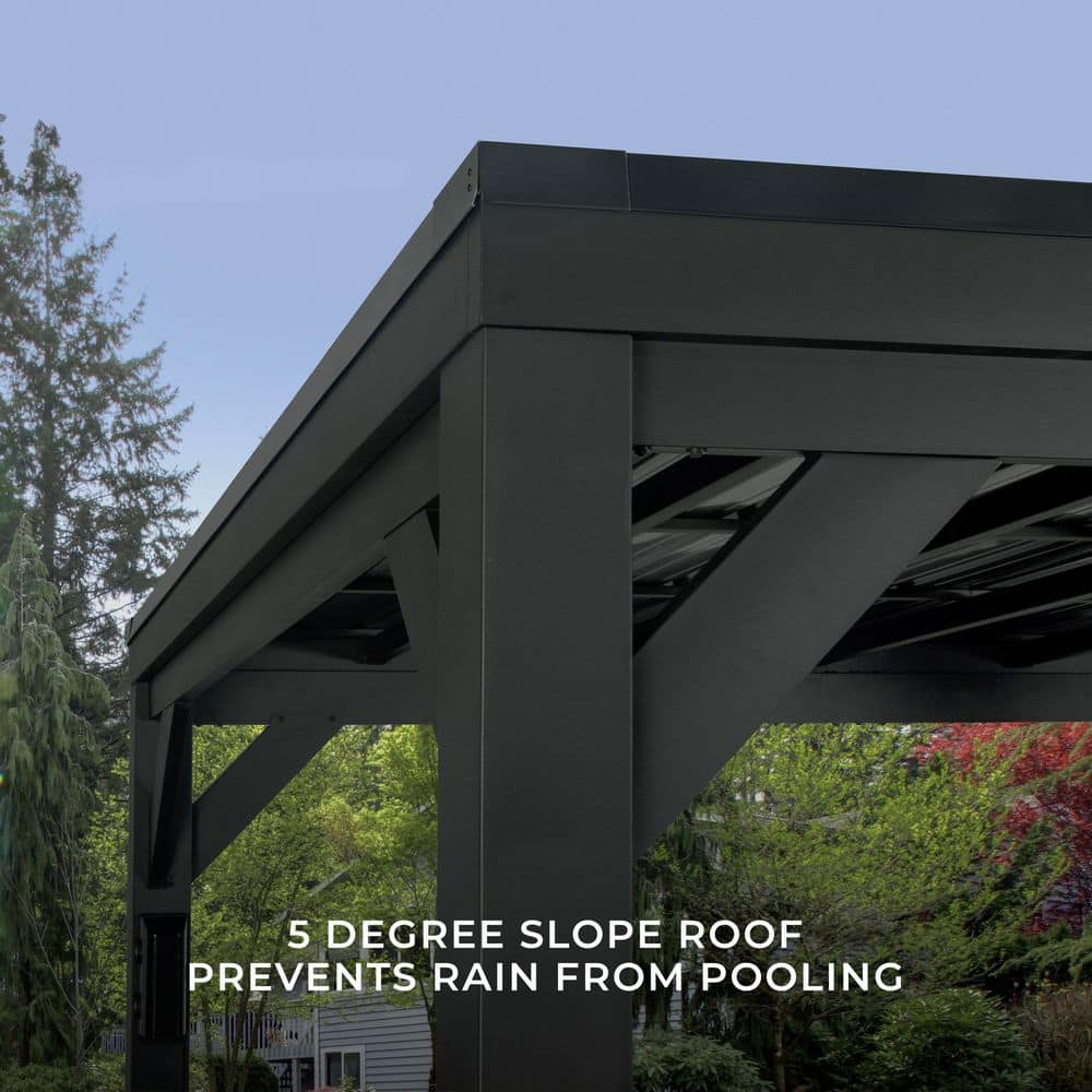 Stonebridge Black Galvanized Steel 20x9.5 Gazebo with Sloped Roof