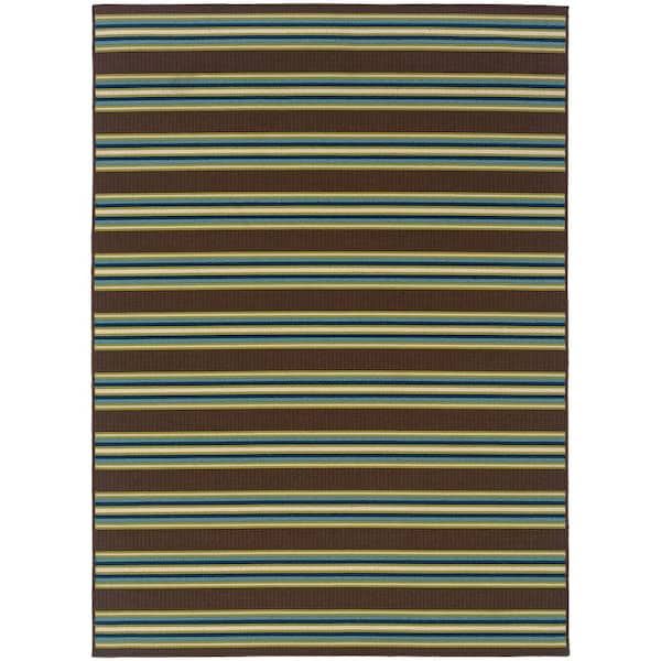 Coastline Green/Brown 8 ft. 6 in. x 13 ft. Indoor/Outdoor Area Rug
