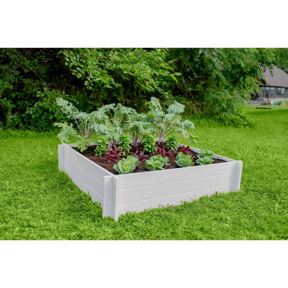 Classic Hudson 48" White Vinyl Raised Garden Bed