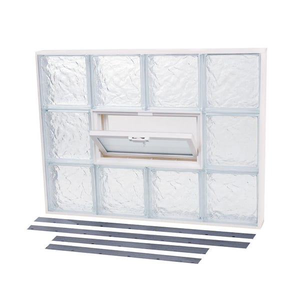 TAFCO WINDOWS 23.875 in. x 19.875 in. NailUp2 Vented Ice Pattern Glass Block Window